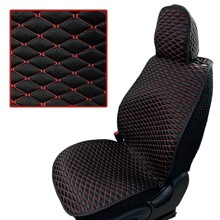 Комплект накидок на весь салон холодок cube, ткань Атлас, бока-гармошка, спинка Экокожа, цвет черный, строчка красная, кант черный