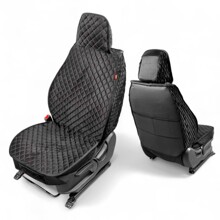 Комплект накидок на весь салон VELUR COMFORT + STARS, ткань Велюр, спинка из ЭкоКожи, бока-гармошка, рисунок ромб, цвет черный, строчка красная, кант черный
