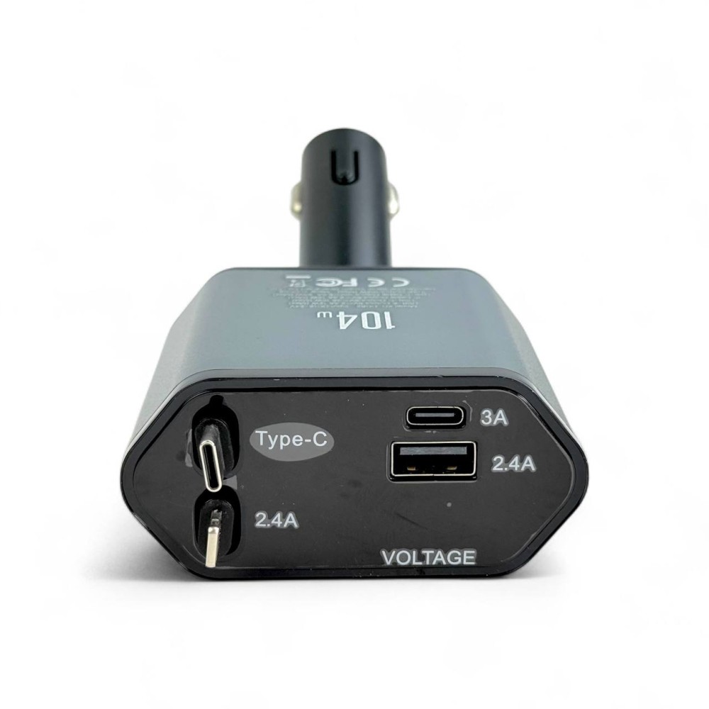 Телефонное азу 2 usb/lighting/type-c 104вт, 2.4а, цвет серый Телефонное азу 2 usb/lighting/type-c 104вт, 2.4а, цвет серый