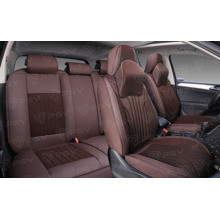 Комплект накидок на весь салон 5D Forward PLUS, ЭкоКожа + текстильная вставка, цвет темно-коричневый, подушки для шеи в комплекте