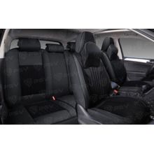 Комплект накидок на весь салон 5D Forward PLUS, ЭкоКожа + текстильная вставка, цвет черный, кант черный подушки для шеи в комплекте