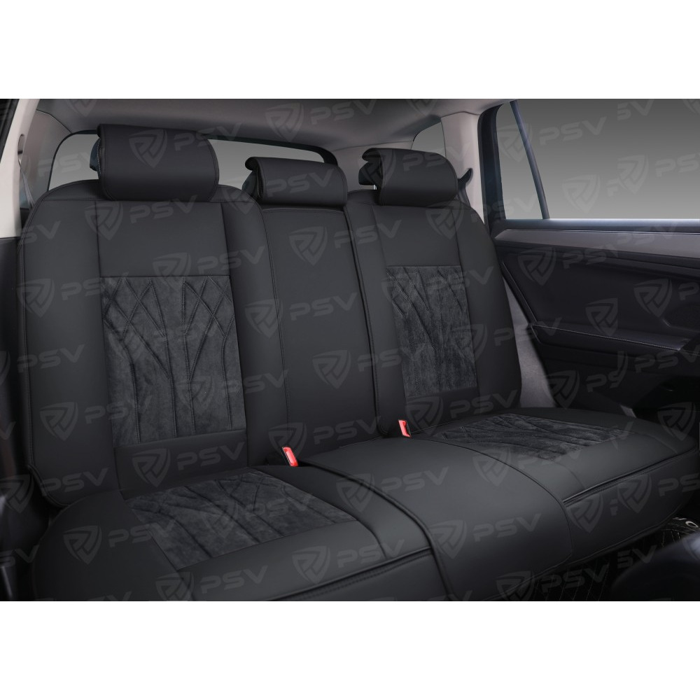 Комплект накидок на весь салон 5D Leader PLUS, ЭкоКожа + алькантара, цвет черный, кант черный подушки для шеи в комплекте Комплект накидок на весь салон 5D Leader PLUS, ЭкоКожа + алькантара, цвет черный, кант черный подушки для шеи в комплекте