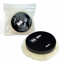 Полировальный круг из шерстяного белого меха на подложке, диаметр 80мм, длина шерсти 10мм