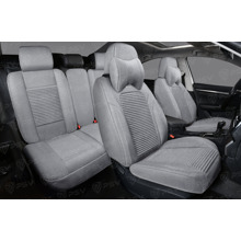 Комплект накидок на весь салон 5D FLAX PLUS, материал лен, с добавлением шелухи гречихи, цвет серый, строчка серая, кант серый