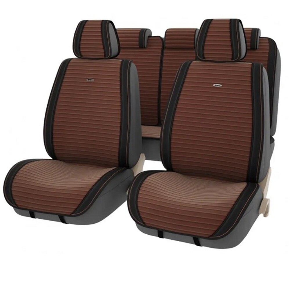 Комплект накидок на весь салон BLISS PLUS цвет коричневый, строчка коричневая, кант черный Комплект накидок на весь салон BLISS PLUS цвет коричневый, строчка коричневая, кант черный