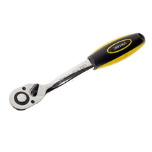 Трещотка флажковая 1/2* 72-зубцовая с изогнутой резиновой ручкой 260 мм