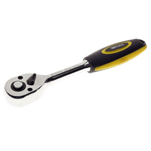 Трещотка флажковая 1/4* 72-зубцовая с прямой резиновой ручкой 150 мм