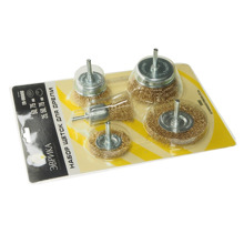 Набор щеток для дрели, набор 5шт плоские 50,75мм, чашки 25,50,75мм, со шпильками 0,3мм в блистере