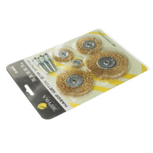 Набор щеток для дрели, набор 5шт плоские 25,38,50,68,75мм, со шпильками 0,3мм в блистере