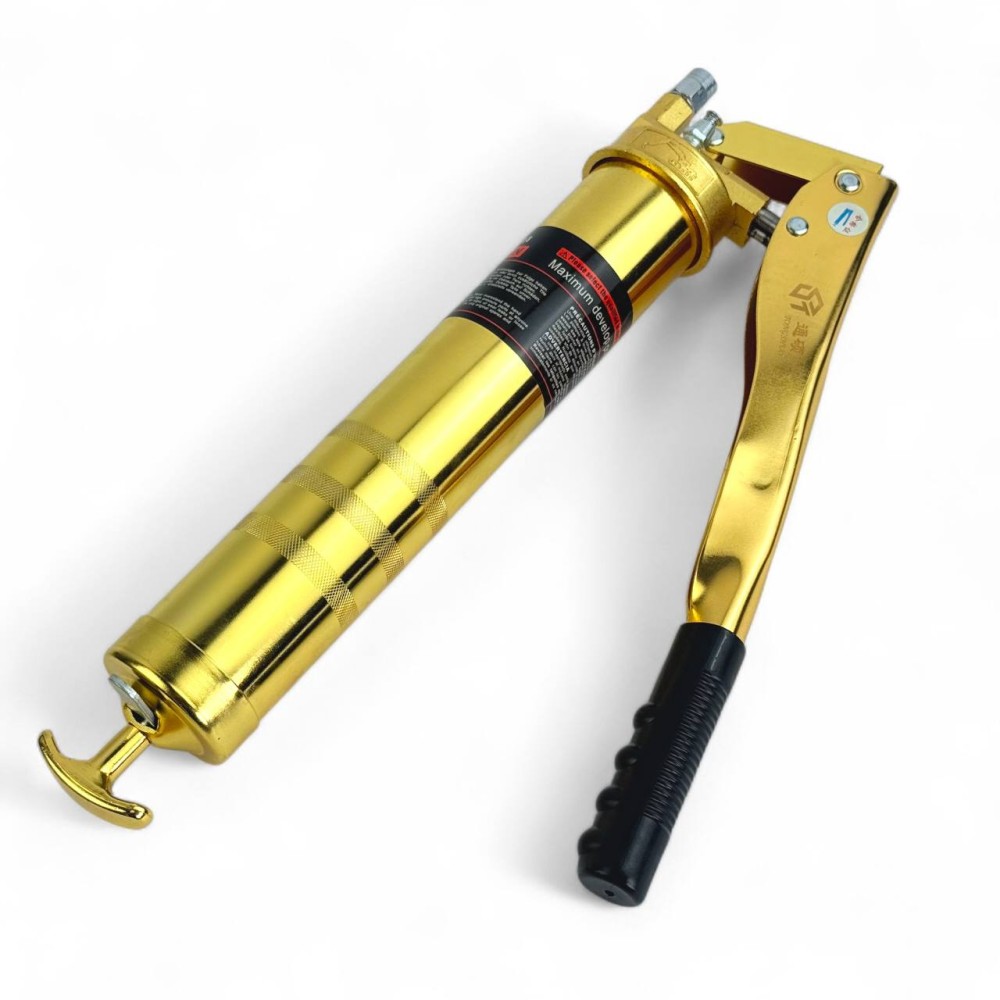 Шприц для смазки рычажно-плунжерный 900 мл, давление 690мпа, цвет золотой Шприц для смазки рычажно-плунжерный 900 мл, давление 690мпа, цвет золотой