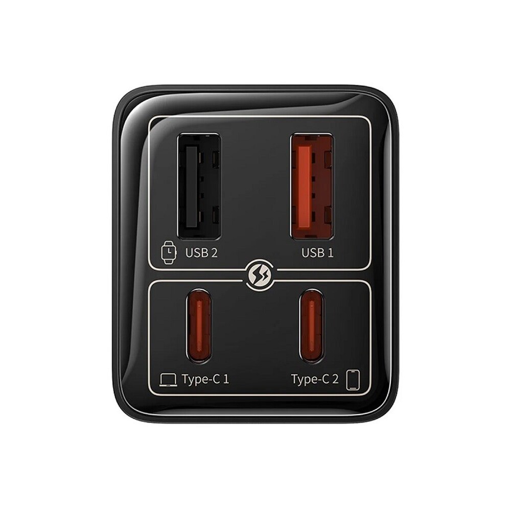 Телефонное сетевое зу 2 usb + 2 usb - type-c + кабель USB Type, 1 м, 65W, 3.25 A, цвет черный Телефонное сетевое зу 2 usb + 2 usb - type-c + кабель USB Type, 1 м, 65W, 3.25 A, цвет черный