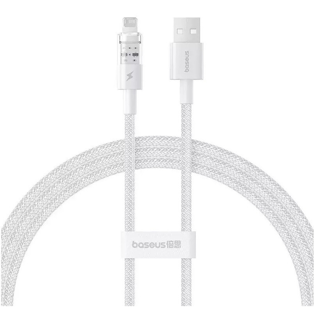 Телефонный кабель для USB - Lightning, 2.4а, 1 м, в матерчатой обмотке, цвет белый Телефонный кабель для USB - Lightning, 2.4а, 1 м, в матерчатой обмотке, цвет белый