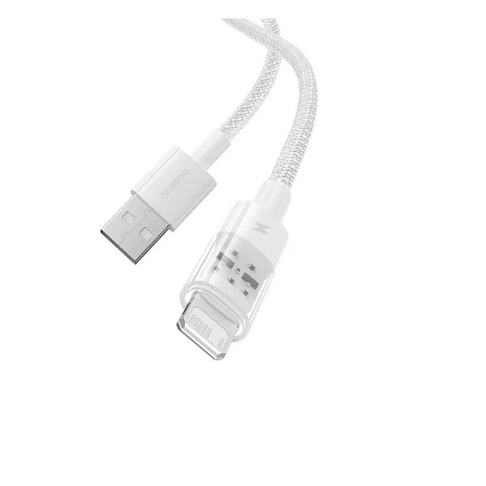 Телефонный кабель для USB - Lightning, 2.4а, 1 м, в матерчатой обмотке, цвет белый Телефонный кабель для USB - Lightning, 2.4а, 1 м, в матерчатой обмотке, цвет белый
