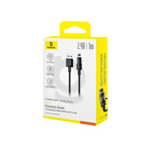 Телефонный кабель для USB - Lightning, 2.4а, 1 м, в матерчатой обмотке, цвет черный