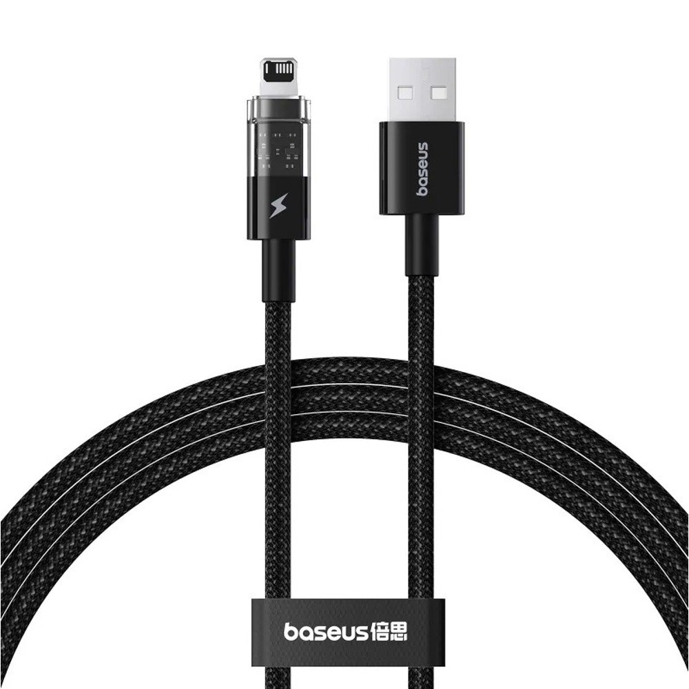 Телефонный кабель для USB - Lightning, 2.4а, 1 м, в матерчатой обмотке, цвет черный Телефонный кабель для USB - Lightning, 2.4а, 1 м, в матерчатой обмотке, цвет черный