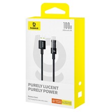 Телефонный кабель для USB - Type-C, 100 W, 1 м, в матерчатой обмотке, цвет белый