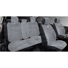 Комплект накидок на весь салон LEN SNEG PLUS, материал лен, цвет серый, строчка серая, кант серый