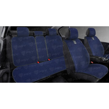 Комплект накидок на весь салон RIS PLUS, материал лен, цвет синий, строчка синяя, кант синий