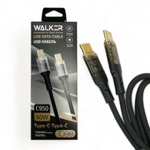 Телефонный кабель type-c - type-c, 60 w, тканевая оплетка, цвет черный