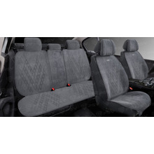 Комплект накидок на весь салон ATOM PLUS, материал алькантара, цвет темно серый, строчка темно серый, кант темно серый