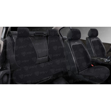 Комплект накидок на весь салон BARS PLUS материал лен, цвет черный, строчка черный, кант черный