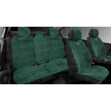 Комплект накидок на весь салон LEN SNEG PLUS, материал лен, цвет зеленый, строчка зеленая, кант зеленый