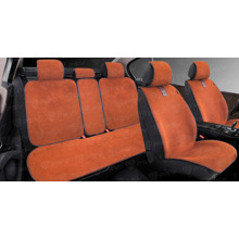 Комплект накидок на весь салон RIS PLUS, материал лен, цвет оранжевый, строчка оранжевая, кант оранжевый