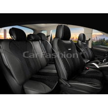 Комплект чехлов на весь салон 5D BEIJING PLUS, каркасные, материал велюр + ЭкоКожа, цвет черный/черный/серый