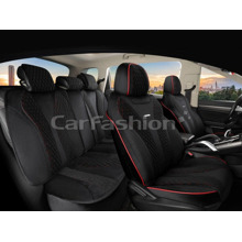 Комплект чехлов на весь салон 5D MACAU PLUS, каркасные, материал велюр, цвет черный/черный/красный