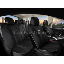 Комплект чехлов на весь салон 5D MACAU PLUS, каркасные, материал велюр, цвет черный/черный/серый