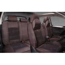 Комплект накидок на весь салон 5D Aspect PLUS, ЭкоКожа + текстильная вставка с массажным эффектом, с добавлением камфорного дерева, цвет темно коричневый, кант темно коричневый, подушки для шеи в комплекте