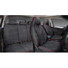 Комплект накидок на весь салон 5D Drift PLUS, материал ЭкоКожа, цвет черный, кант красный