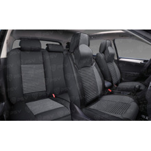 Комплект накидок на весь салон 5D Hard PLUS, ЭкоКожа + текстильная вставка с массажным эффектом, цвет черно-серый, кант черный, подушки для шеи в комплекте