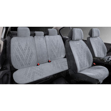 Комплект накидок на весь салон ATOM PLUS, материал алькантара, цвет серый, строчка серая, кант серый