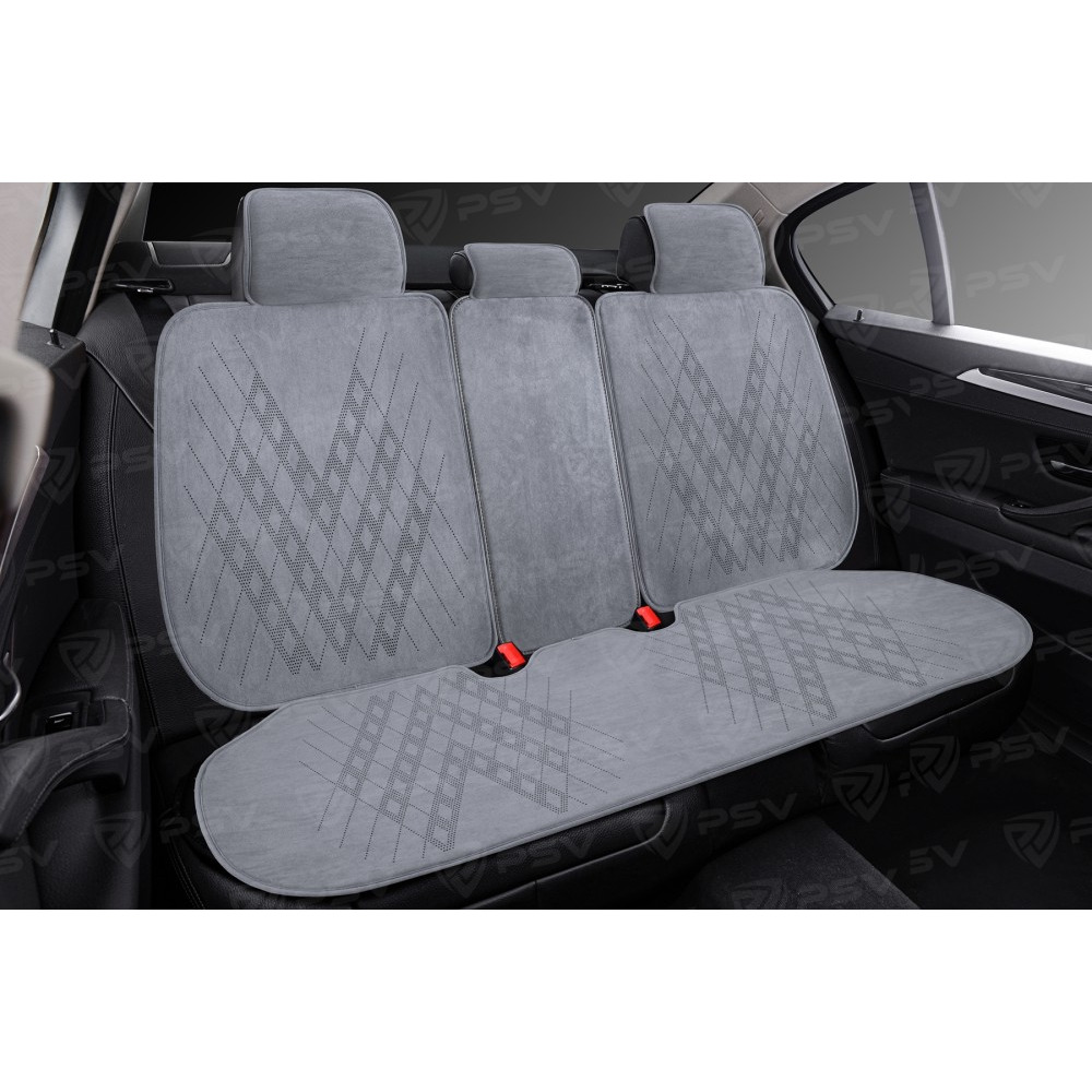 Комплект накидок на весь салон ATOM PLUS, материал алькантара, цвет серый, строчка серая, кант серый Комплект накидок на весь салон ATOM PLUS, материал алькантара, цвет серый, строчка серая, кант серый