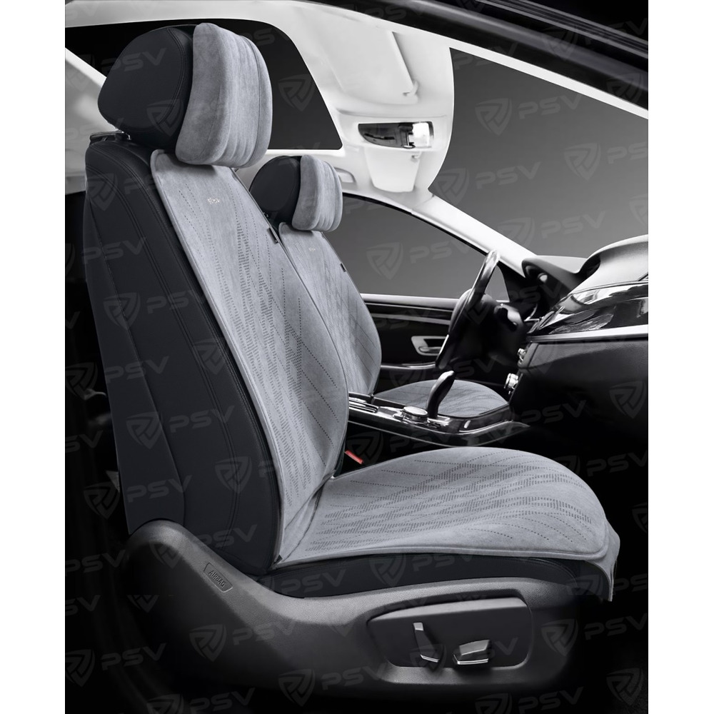 Комплект накидок на весь салон ATOM PLUS, материал алькантара, цвет серый, строчка серая, кант серый Комплект накидок на весь салон ATOM PLUS, материал алькантара, цвет серый, строчка серая, кант серый