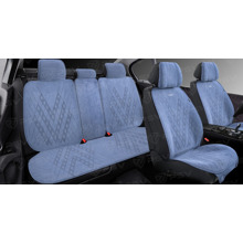 Комплект накидок на весь салон ATOM PLUS, материал алькантара, цвет синий, строчка синяя, кант синий