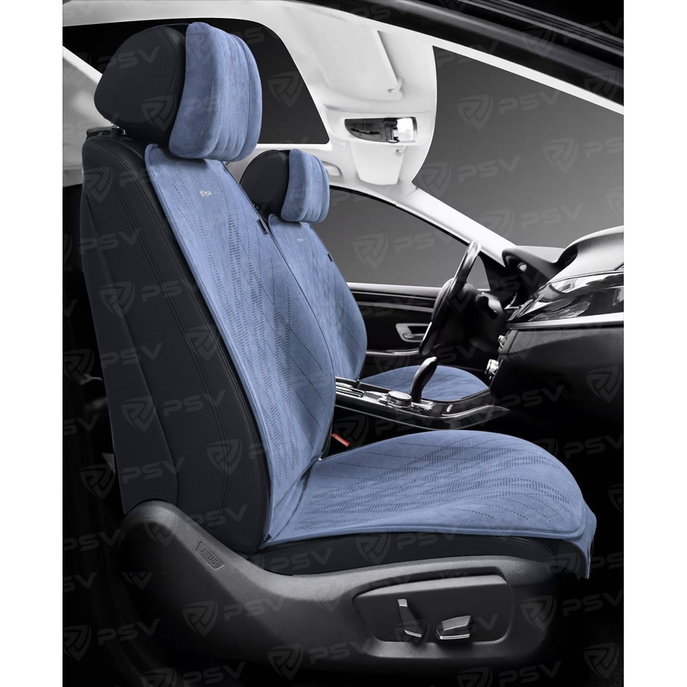 Комплект накидок на весь салон ATOM PLUS, материал алькантара, цвет синий, строчка синяя, кант синий Комплект накидок на весь салон ATOM PLUS, материал алькантара, цвет синий, строчка синяя, кант синий