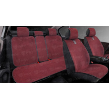 Комплект накидок на весь салон RIS PLUS, материал лен, цвет красный, строчка красная, кант красный