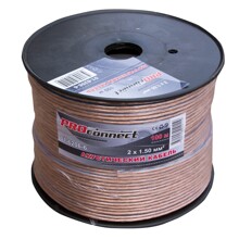 Провод акустический 2 х 1,50мм 100м, Алюминий/медь, blueline, цвет прозрачный