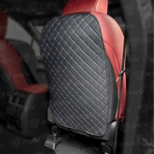 АвтоЗащитная Накидка на спинку сидения Кикмант/Незапинайка, ЭкоКожа, размер 70*45, цвет черный, строчка синяя