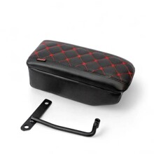 Бокс - подлокотник для газель водительский, красный квадрат, черный, кож.зам.