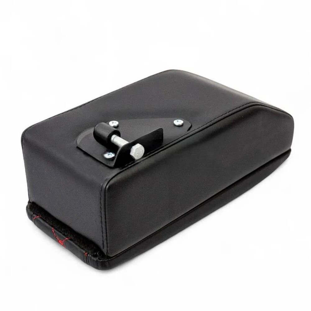 Бокс - подлокотник для газель водительский, красный квадрат, черный, кож.зам. Бокс - подлокотник для газель водительский, красный квадрат, черный, кож.зам.