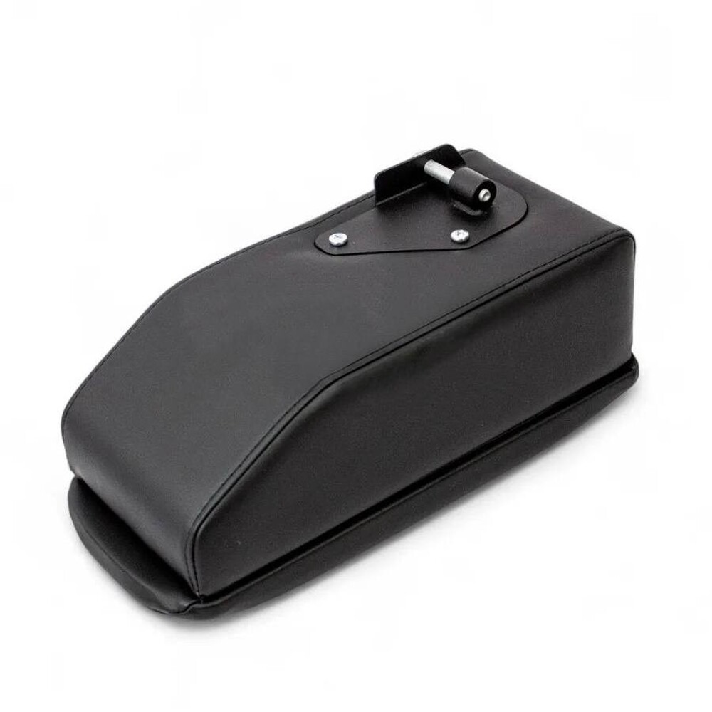 Бокс - подлокотник для газель водительский, красный квадрат, черный, кож.зам. Бокс - подлокотник для газель водительский, красный квадрат, черный, кож.зам.