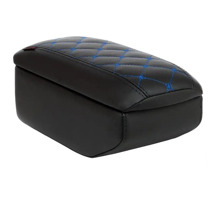 Бокс - подлокотник для газель водительский, синий квадрат, черный, кож.зам.