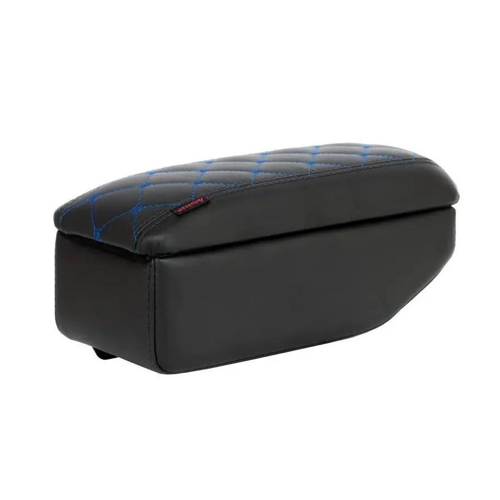 Бокс - подлокотник для газель водительский, синий квадрат, черный, кож.зам. Бокс - подлокотник для газель водительский, синий квадрат, черный, кож.зам.