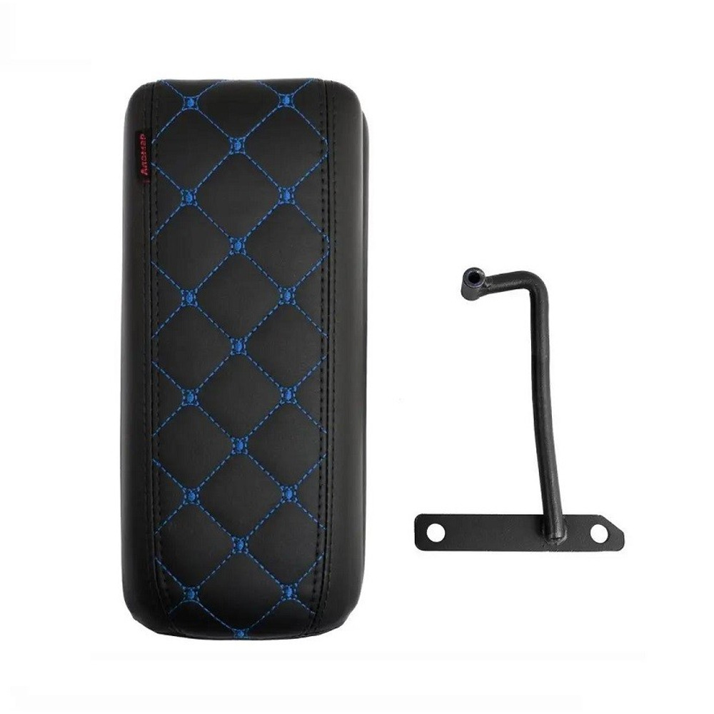 Бокс - подлокотник для газель водительский, синий квадрат, черный, кож.зам. Бокс - подлокотник для газель водительский, синий квадрат, черный, кож.зам.