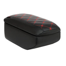 Бокс - подлокотник для лада 2109, красный квадрат, кож.зам., цвет черный
