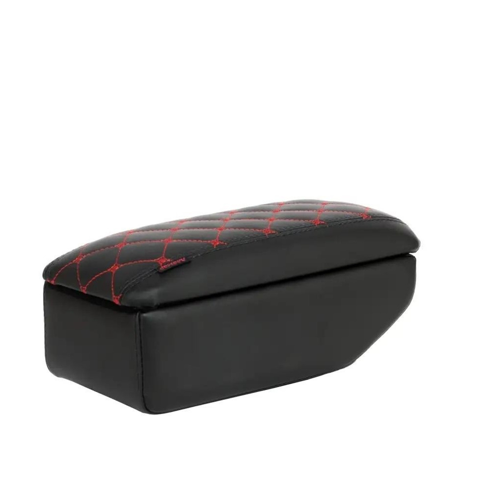 Бокс - подлокотник для лада 2110, красный квадрат, черный, кож.зам. Бокс - подлокотник для лада 2110, красный квадрат, черный, кож.зам.