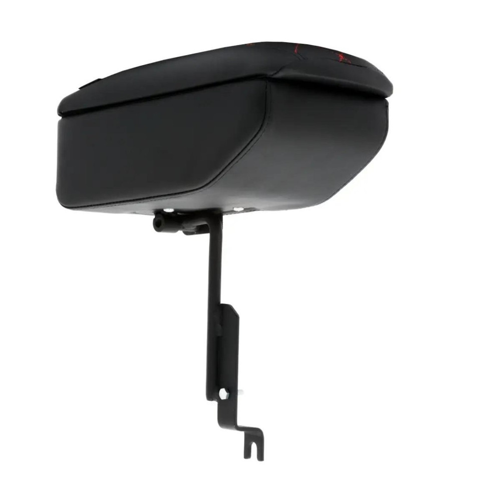 Бокс - подлокотник для лада 2110, красный квадрат, черный, кож.зам. Бокс - подлокотник для лада 2110, красный квадрат, черный, кож.зам.